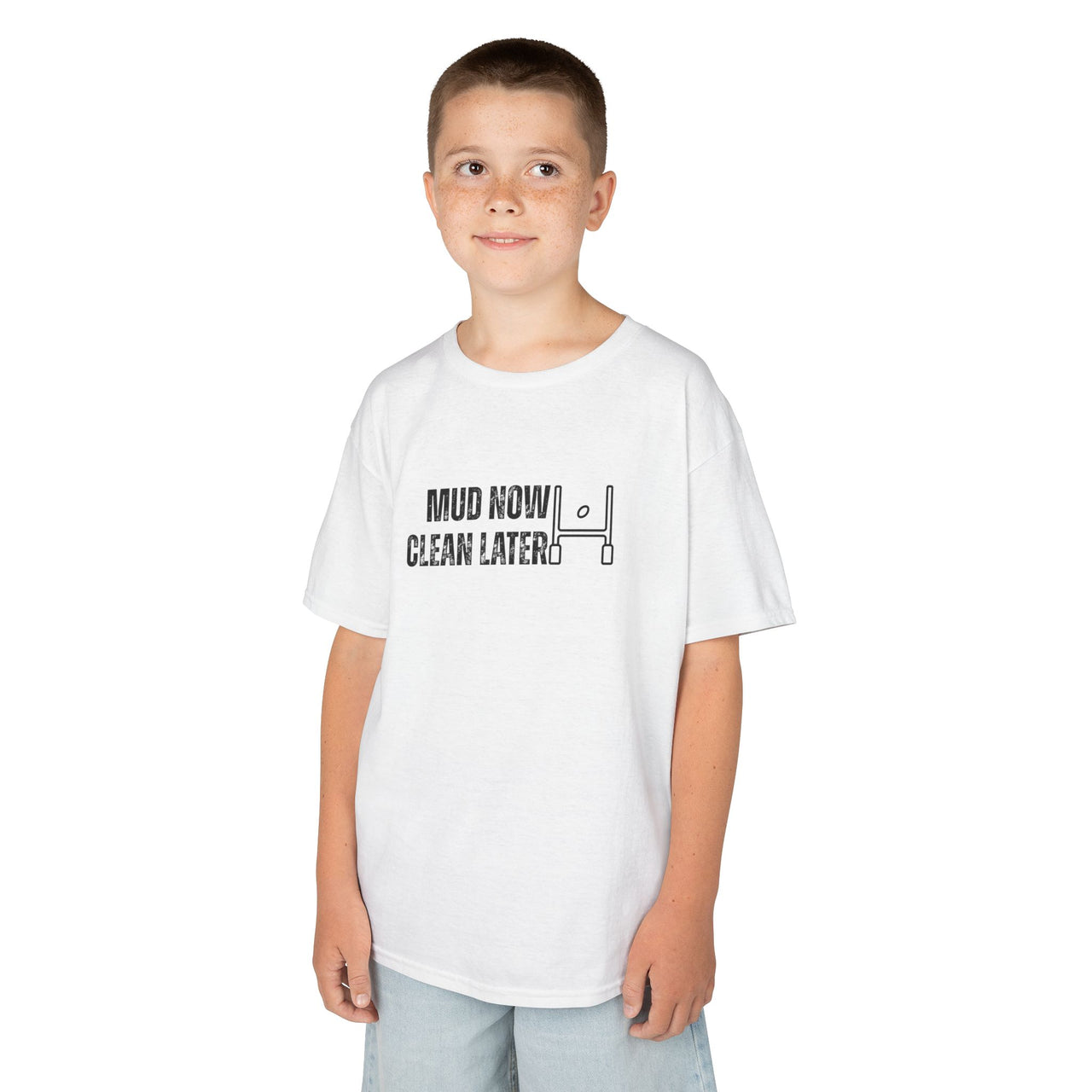 Mud Now, Clean Later Junior Rugby Inspired T-Shirt