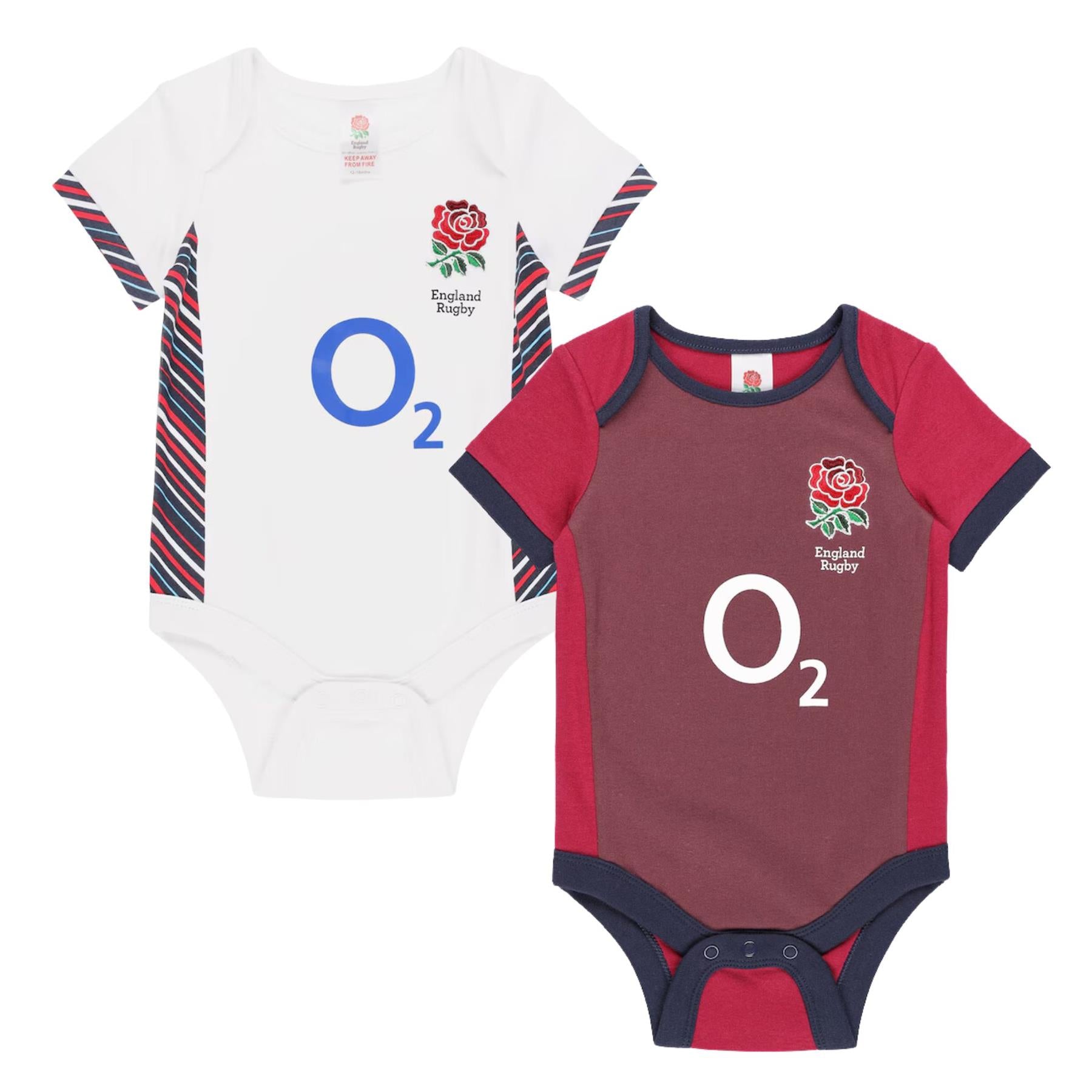 England Rugby Baby Pack Bodysuits White/Red 2024/25