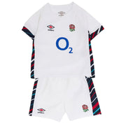 Umbro England Rugby shirt and short set. White polyester set for the 2024/25 rugby season.