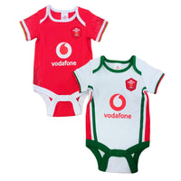 Wales Rugby Baby 2 Pack Bodysuits | Red/White | 2024/25
