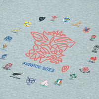 Rugby World Cup 2023 Men's 20 Unions Map Back Print T-Shirt | Grey
