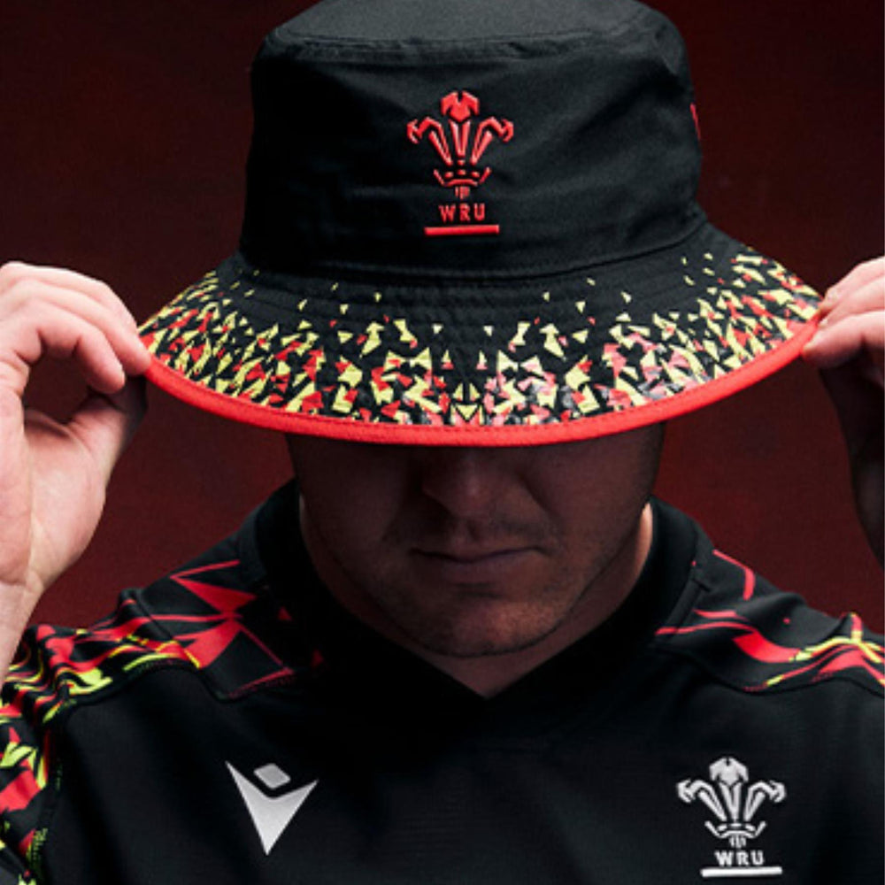 Macron Wales Rugby Bucket Hat | Black | 2025/26 | Adult