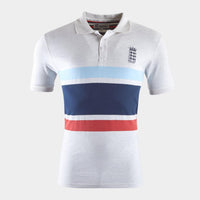 ECB England Cricket Mens Marl Stripe Polo | White Marl