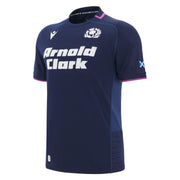 Scotland Rugby Jersey 2025-26. Navy sports jersey with 'Arnold Clark' branding on a white background
