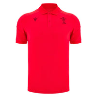 Macron Wales Rugby Mens Travel Polo Shirt | Red | 2025/26