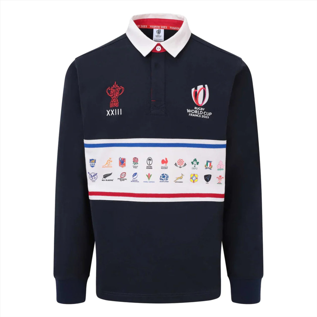 Rugby World Cup 2023 Men's 20 Unions L/S Stripe Jersey | Navy
