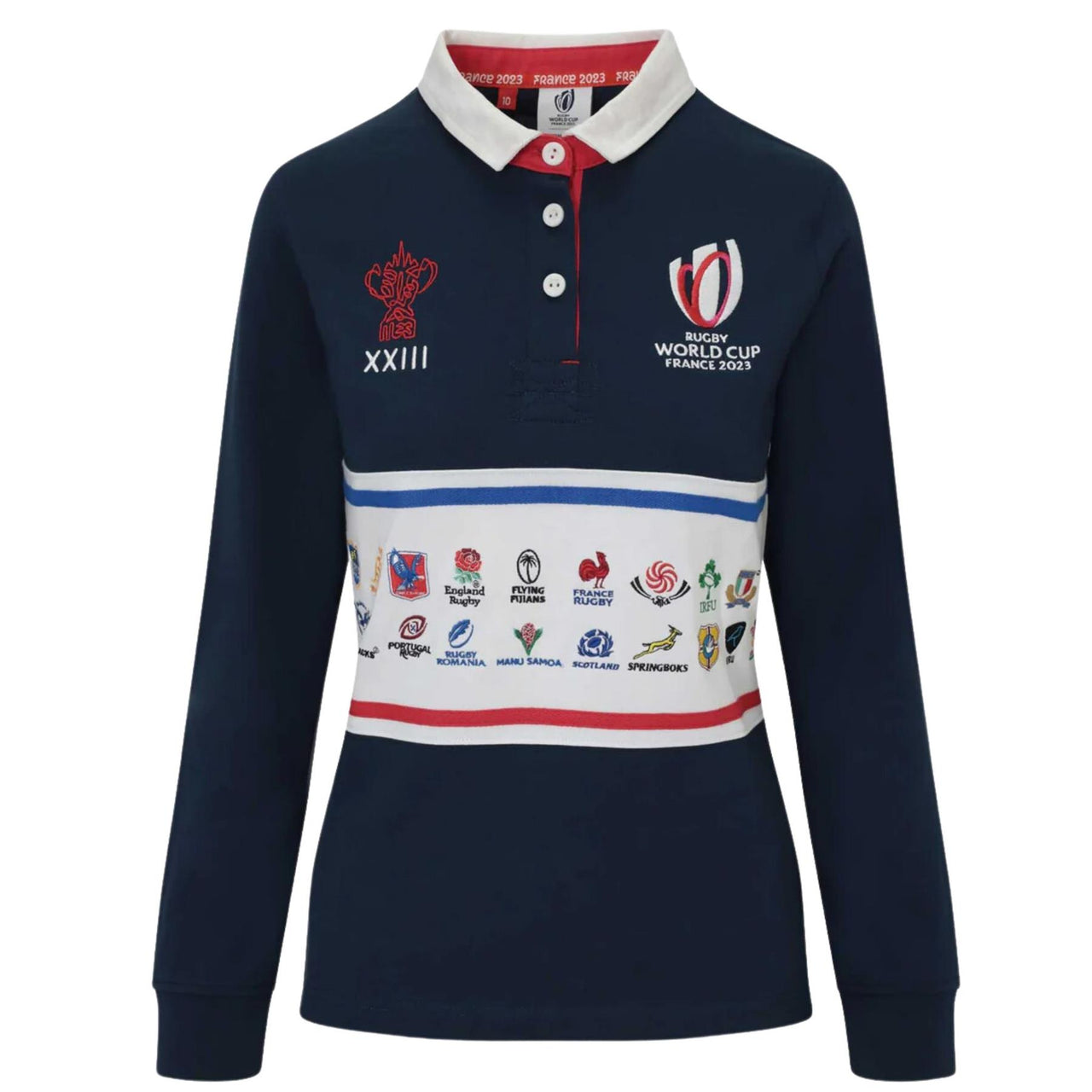 Rugby World Cup 2023 Women's 20 Unions L/S Stripe Jersey | Navy