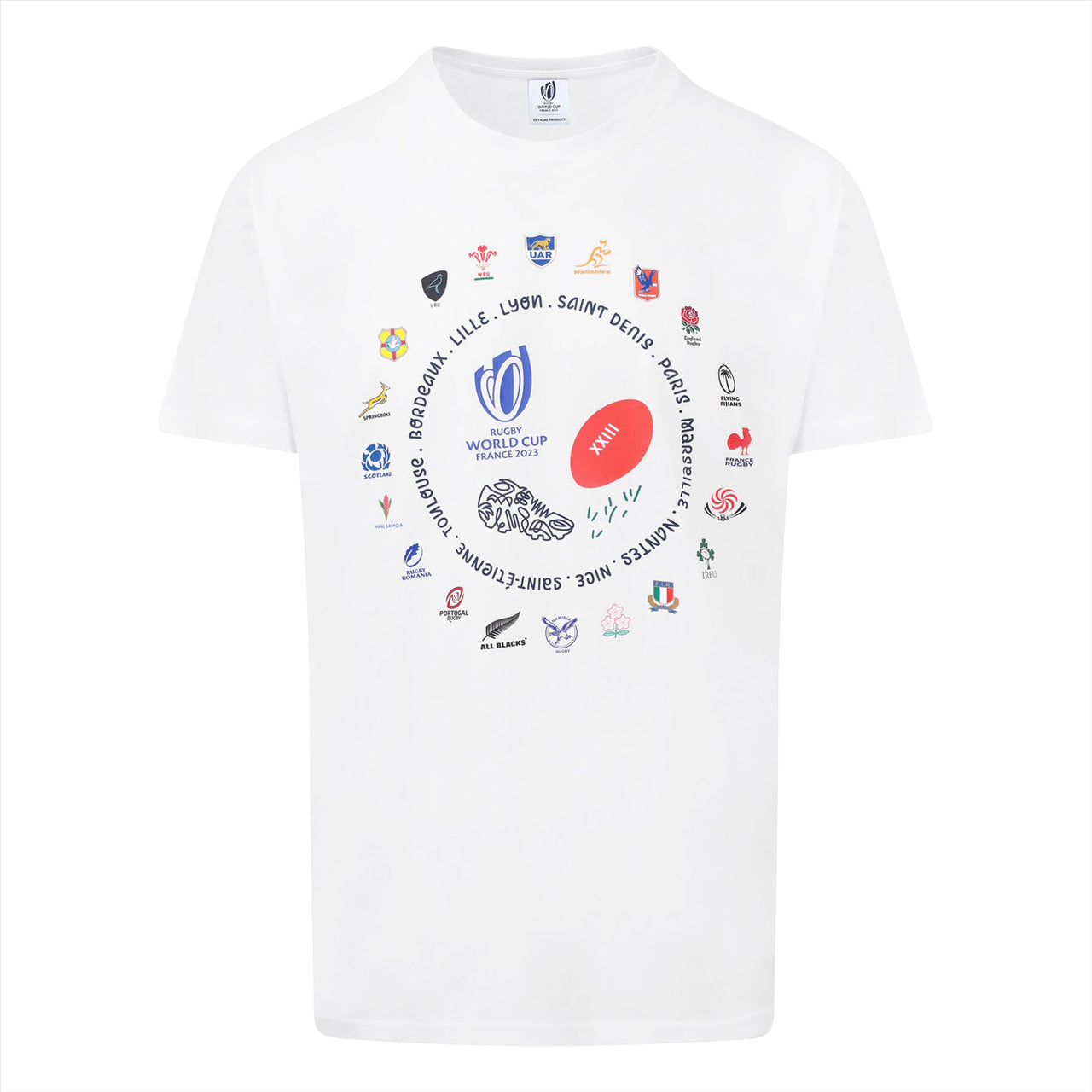 Rugby World Cup 2023 Men's 20 Unions Kick T-Shirt | White