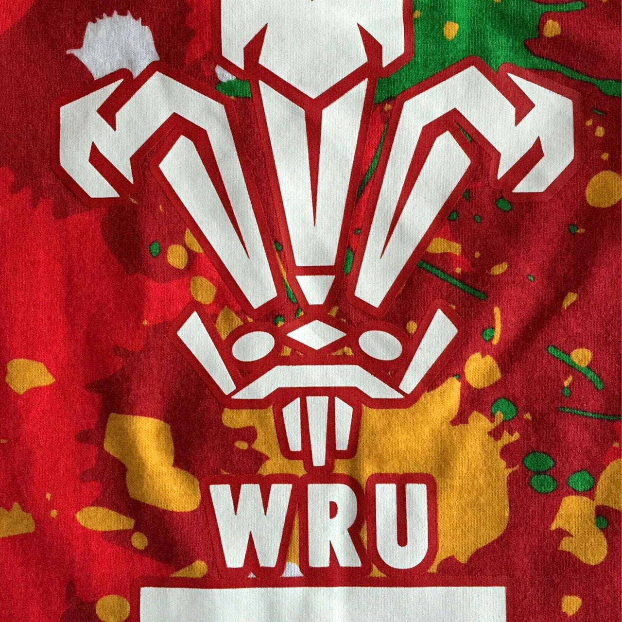 Wales WRU Rugby Baby Paint Splatter T-Shirt | Red