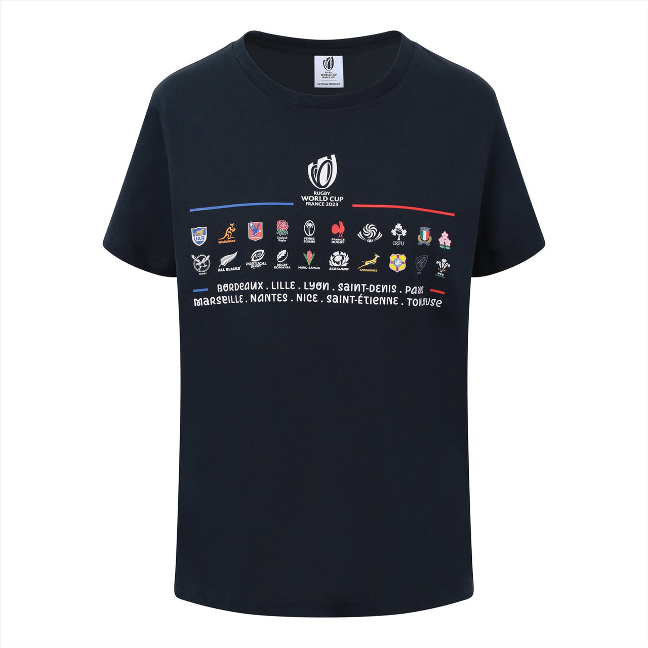 Rugby World Cup 2023 Men's 20 Unions Stacked T-Shirt | Navy
