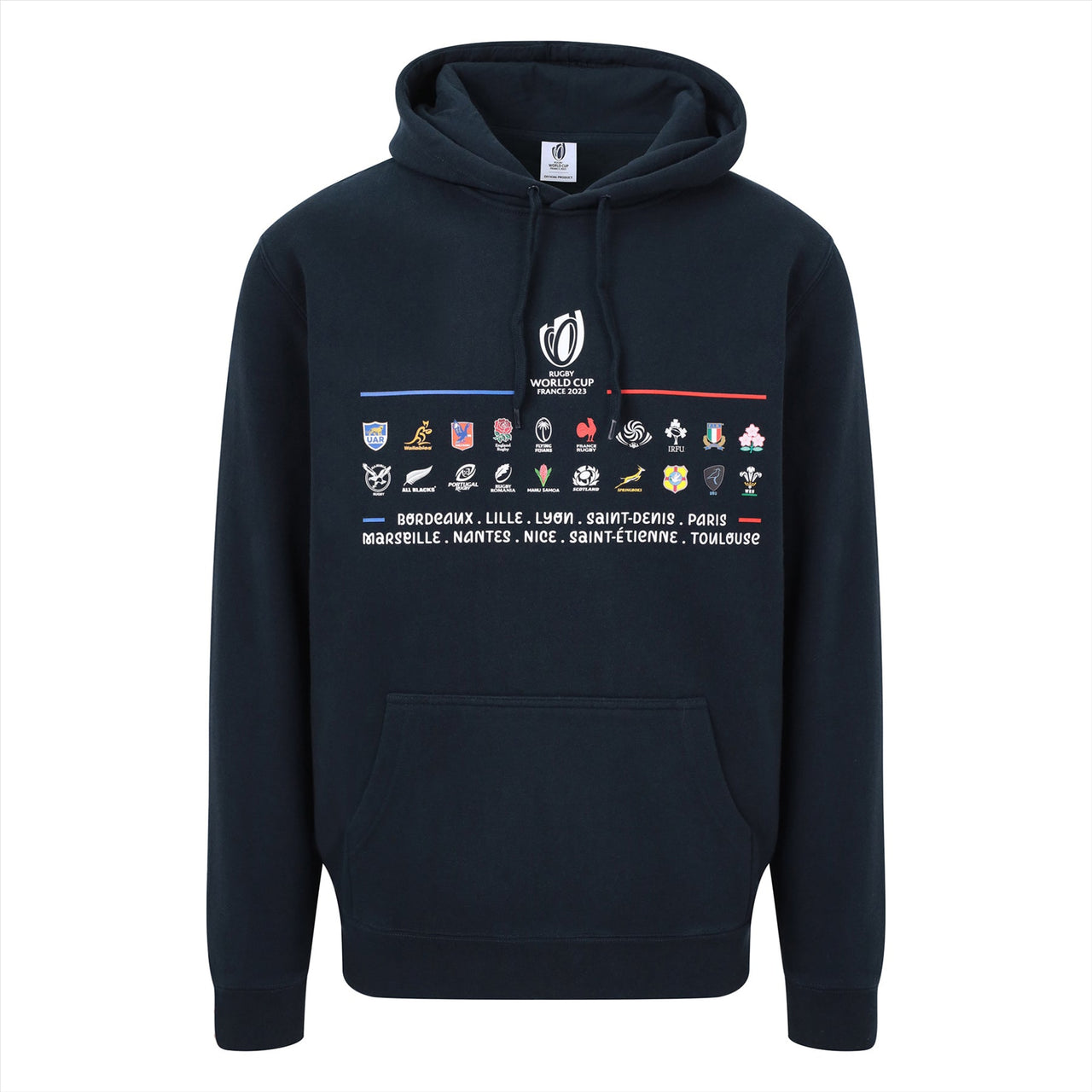 Rugby World Cup 2023 Men's 20 Unions Stacked Hoodie | Navy