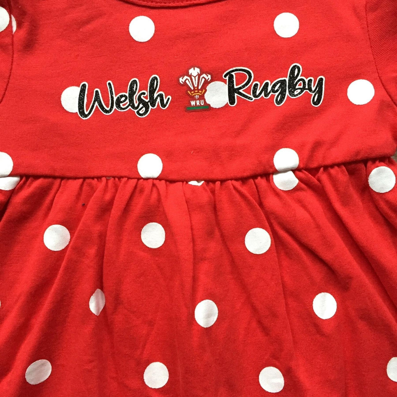 Wales WRU Rugby Baby Girls Polka Dot Dress | Red