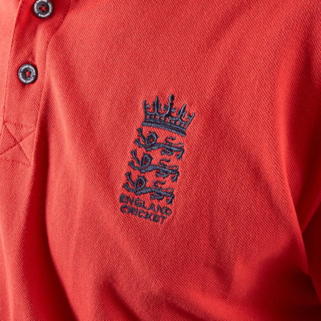 ECB England Cricket Mens Pique Polo Shirt | Red